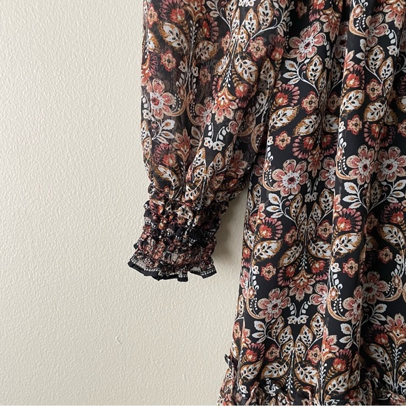 MAX STUDIO Floral Bohemian Deep V Mini Dress Women's XL - Picture 4 of 7